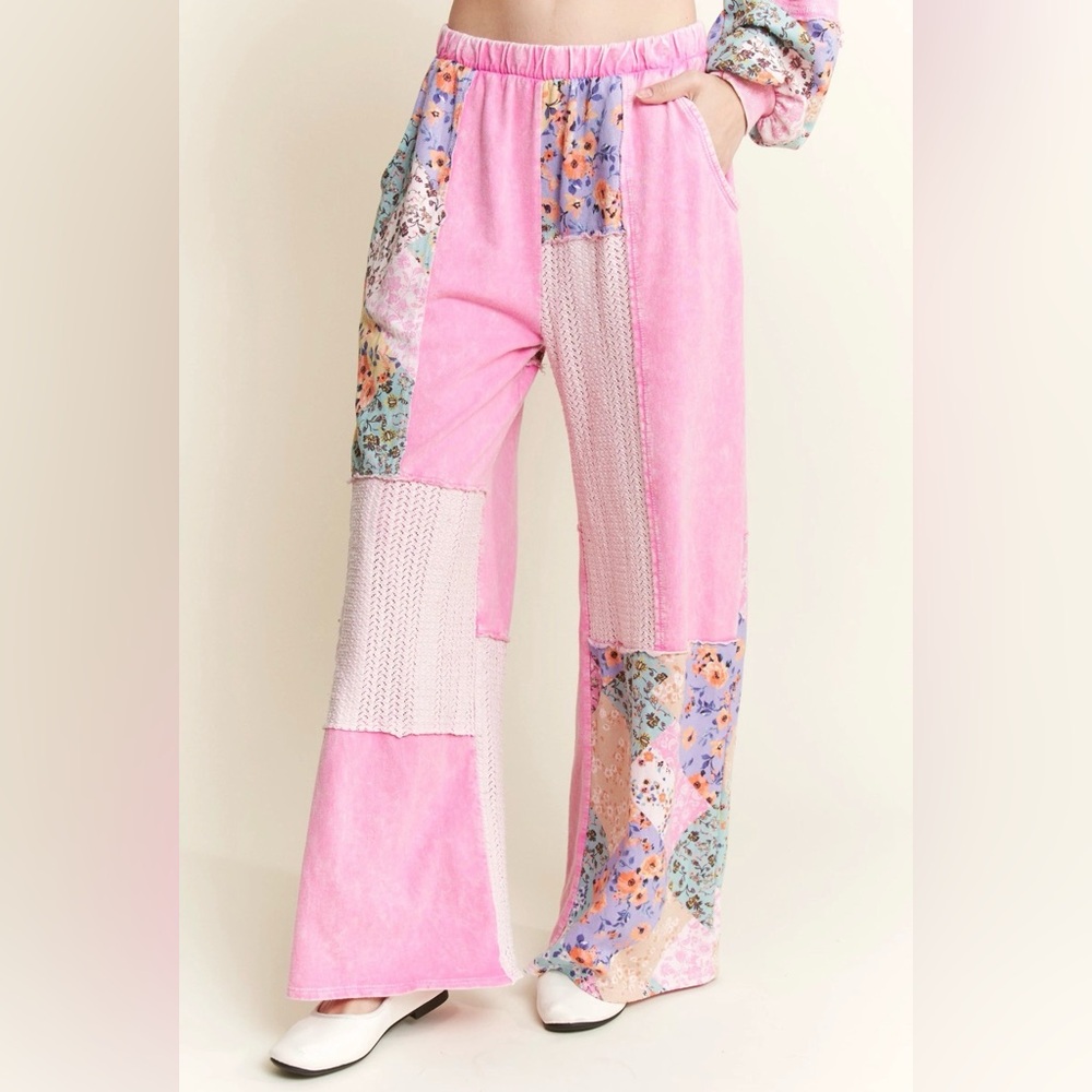 JB1 J.Her Pink Patchwork Wide-Leg Pants
